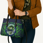 Personalised Barramundi Fishing Leather Bag Aboriginal Dot Art Fierce Fish