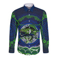 Personalised Barramundi Fishing Long Sleeve Button Shirt Aboriginal Dot Art Fierce Fish