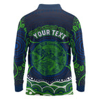 Personalised Barramundi Fishing Long Sleeve Polo Shirt Aboriginal Dot Art Fierce Fish