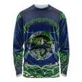Personalised Barramundi Fishing Long Sleeve Shirt Aboriginal Dot Art Fierce Fish