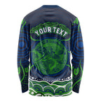Personalised Barramundi Fishing Long Sleeve Shirt Aboriginal Dot Art Fierce Fish