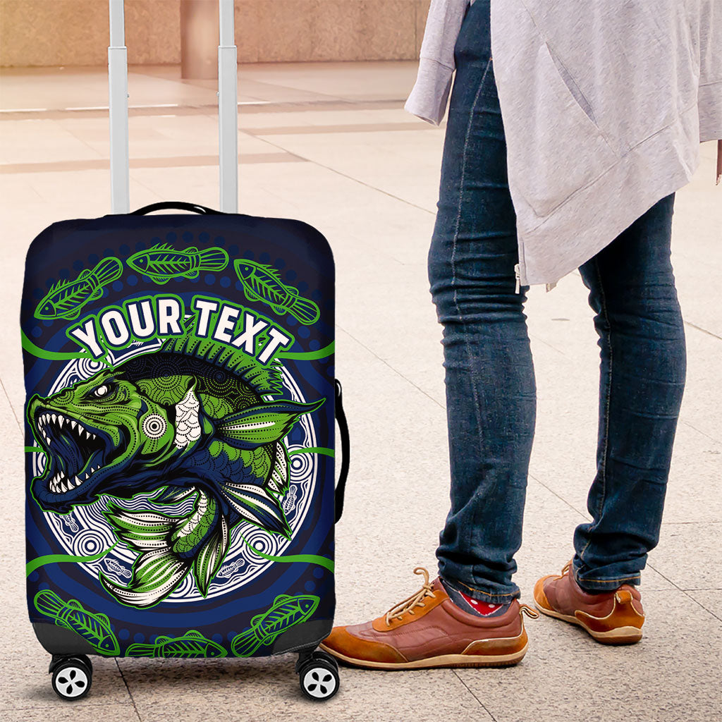 Personalised Barramundi Fishing Luggage Cover Aboriginal Dot Art Fierce Fish