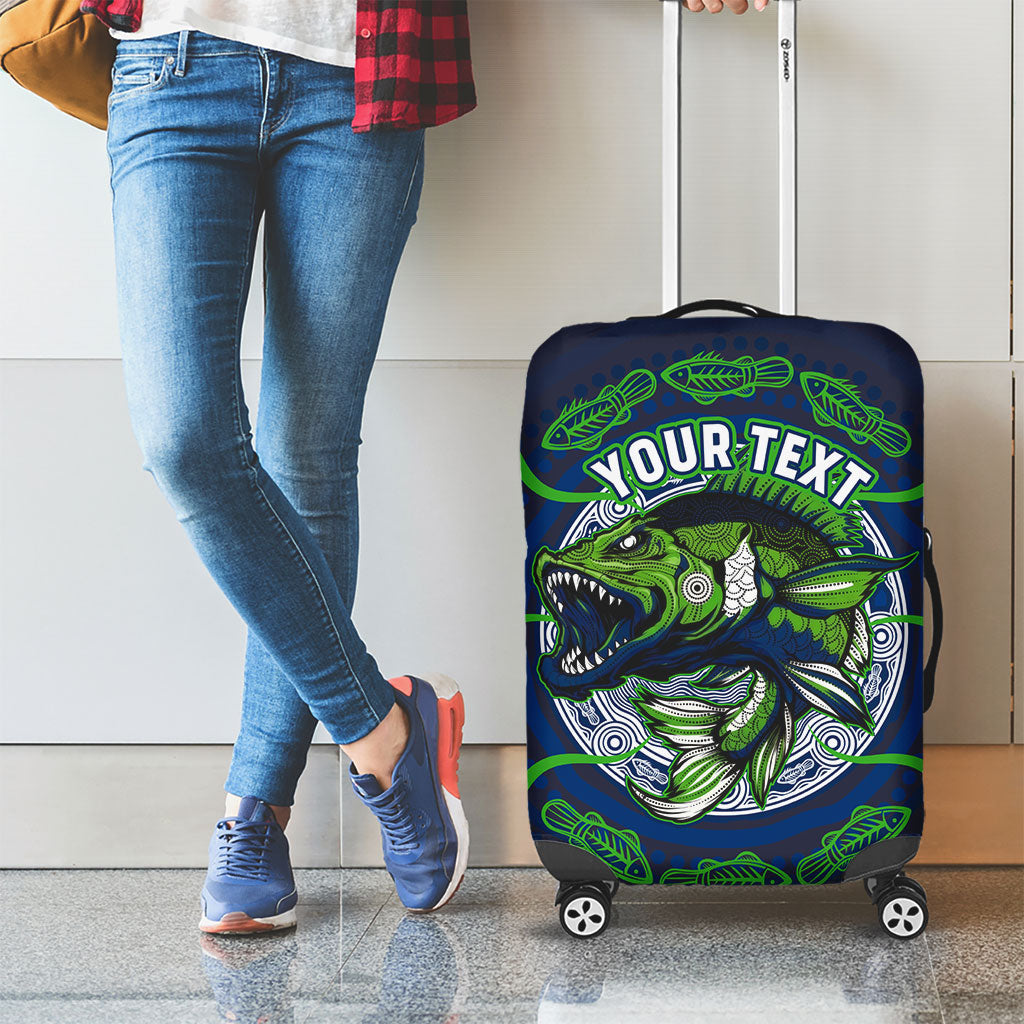 Personalised Barramundi Fishing Luggage Cover Aboriginal Dot Art Fierce Fish