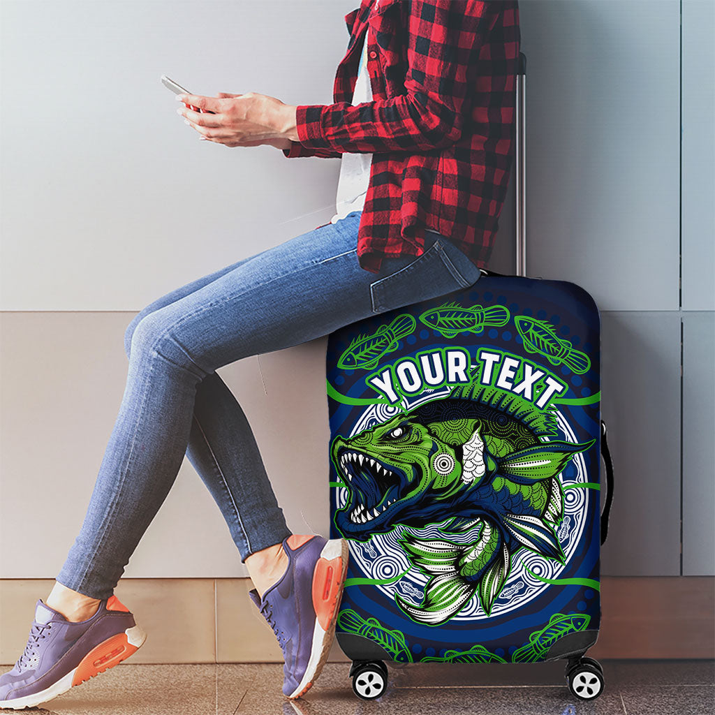 Personalised Barramundi Fishing Luggage Cover Aboriginal Dot Art Fierce Fish