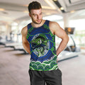 Personalised Barramundi Fishing Men Tank Top Aboriginal Dot Art Fierce Fish