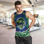 Personalised Barramundi Fishing Men Tank Top Aboriginal Dot Art Fierce Fish
