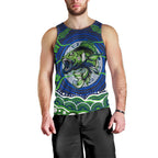 Personalised Barramundi Fishing Men Tank Top Aboriginal Dot Art Fierce Fish