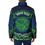 Personalised Barramundi Fishing Padded Jacket Aboriginal Dot Art Fierce Fish