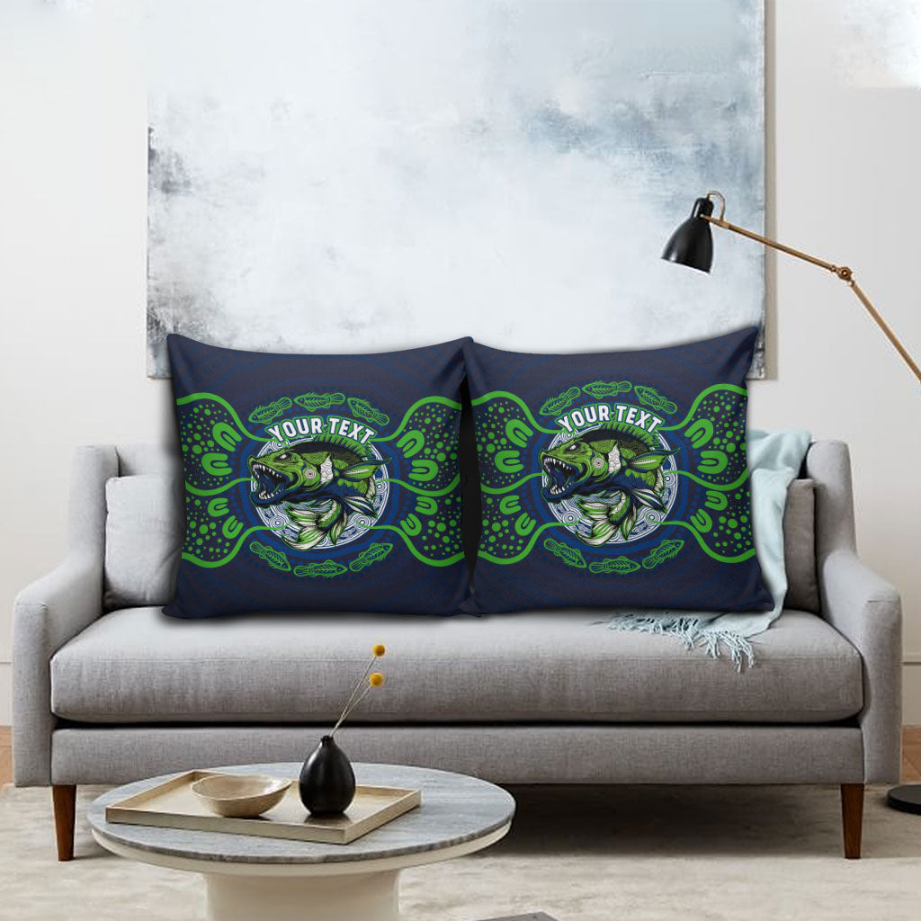 Personalised Barramundi Fishing Pillow Cover Aboriginal Dot Art Fierce Fish
