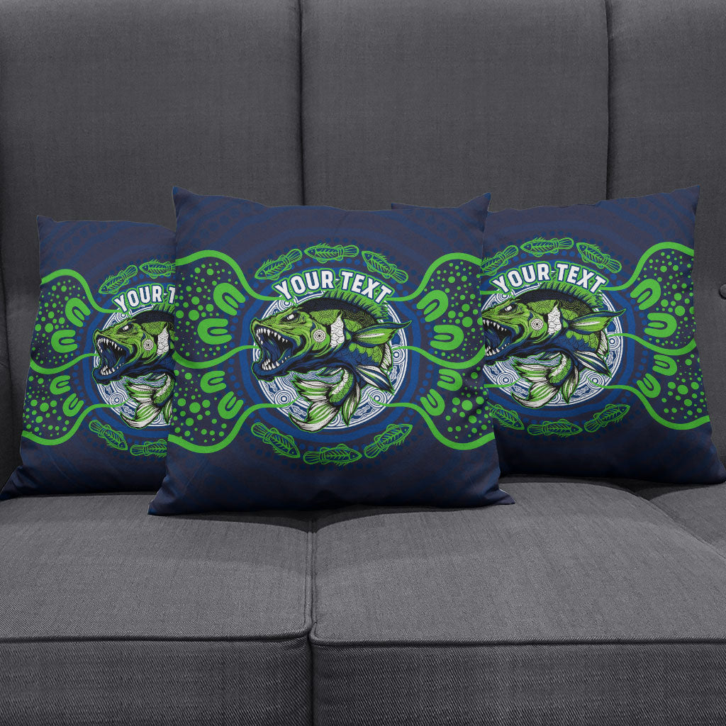 Personalised Barramundi Fishing Pillow Cover Aboriginal Dot Art Fierce Fish