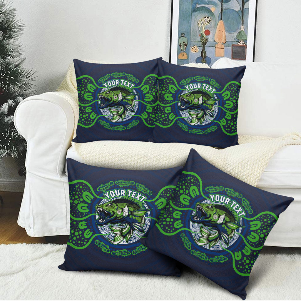 Personalised Barramundi Fishing Pillow Cover Aboriginal Dot Art Fierce Fish