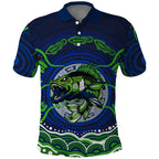 Personalised Barramundi Fishing Polo Shirt Aboriginal Dot Art Fierce Fish