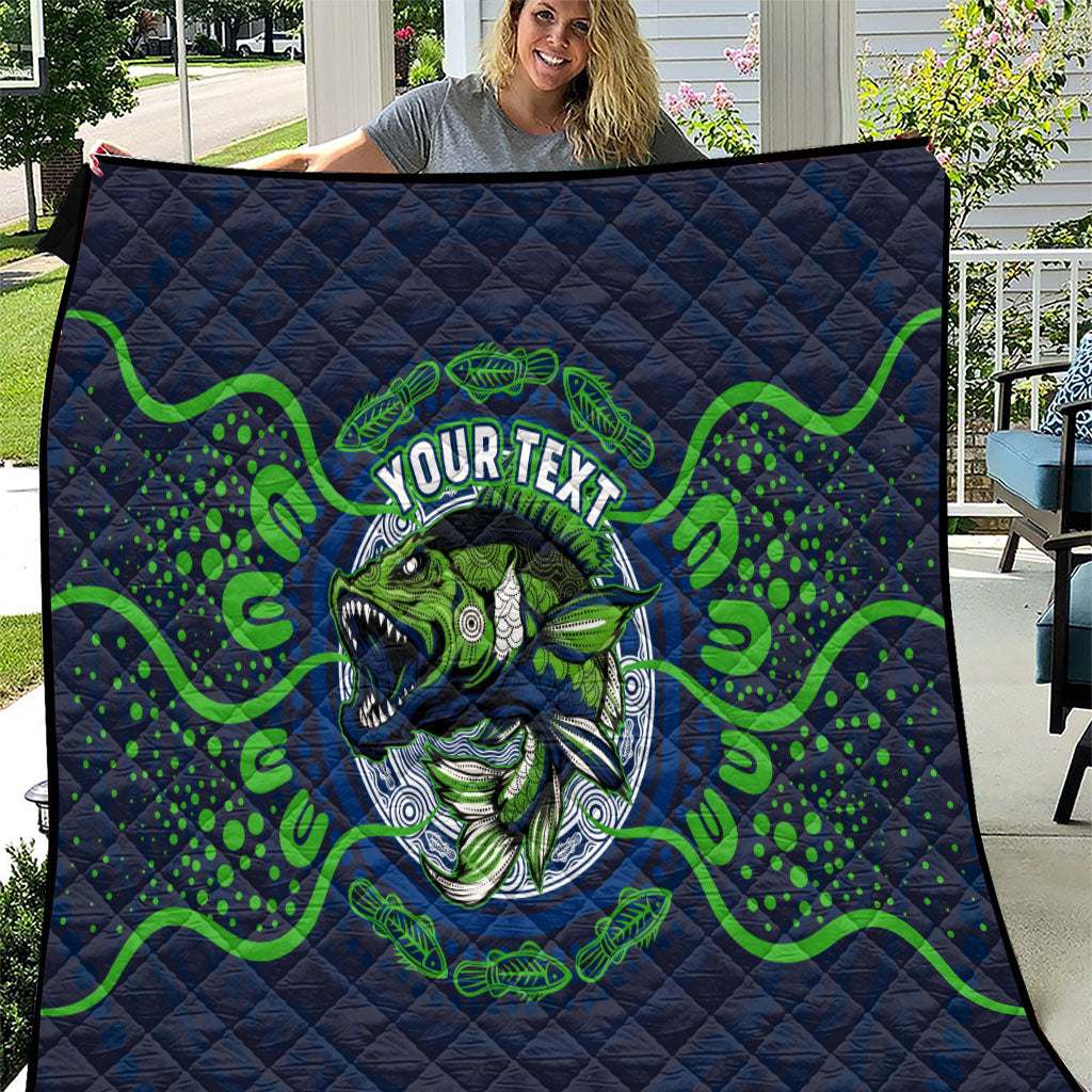 Personalised Barramundi Fishing Quilt Aboriginal Dot Art Fierce Fish