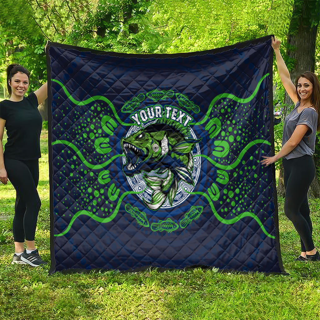 Personalised Barramundi Fishing Quilt Aboriginal Dot Art Fierce Fish