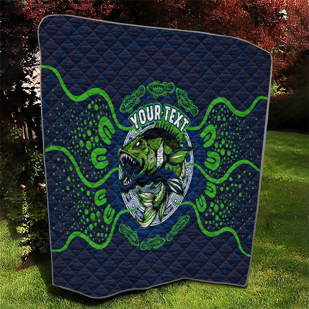 Personalised Barramundi Fishing Quilt Aboriginal Dot Art Fierce Fish