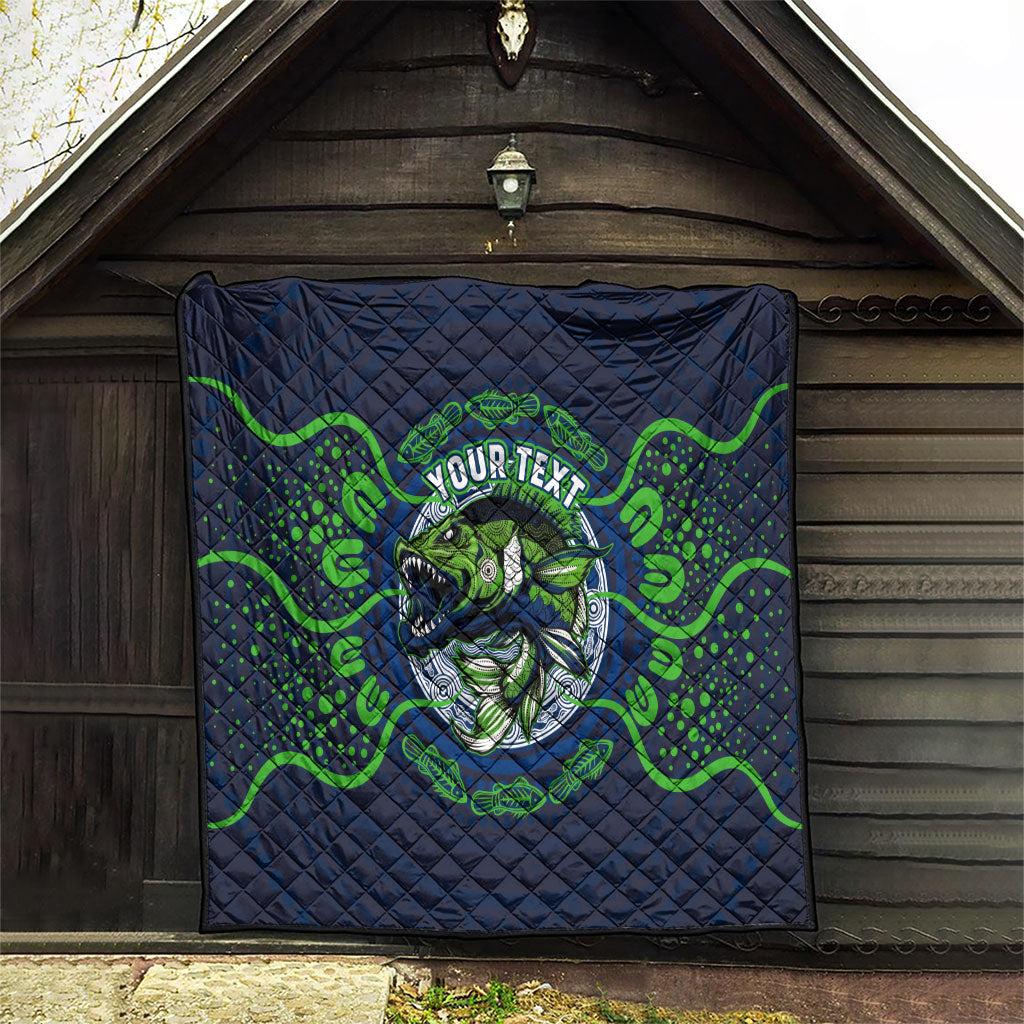 Personalised Barramundi Fishing Quilt Aboriginal Dot Art Fierce Fish