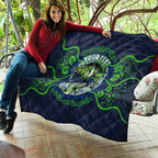 Personalised Barramundi Fishing Quilt Aboriginal Dot Art Fierce Fish