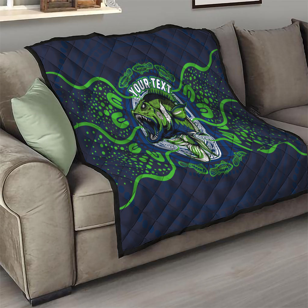 Personalised Barramundi Fishing Quilt Aboriginal Dot Art Fierce Fish