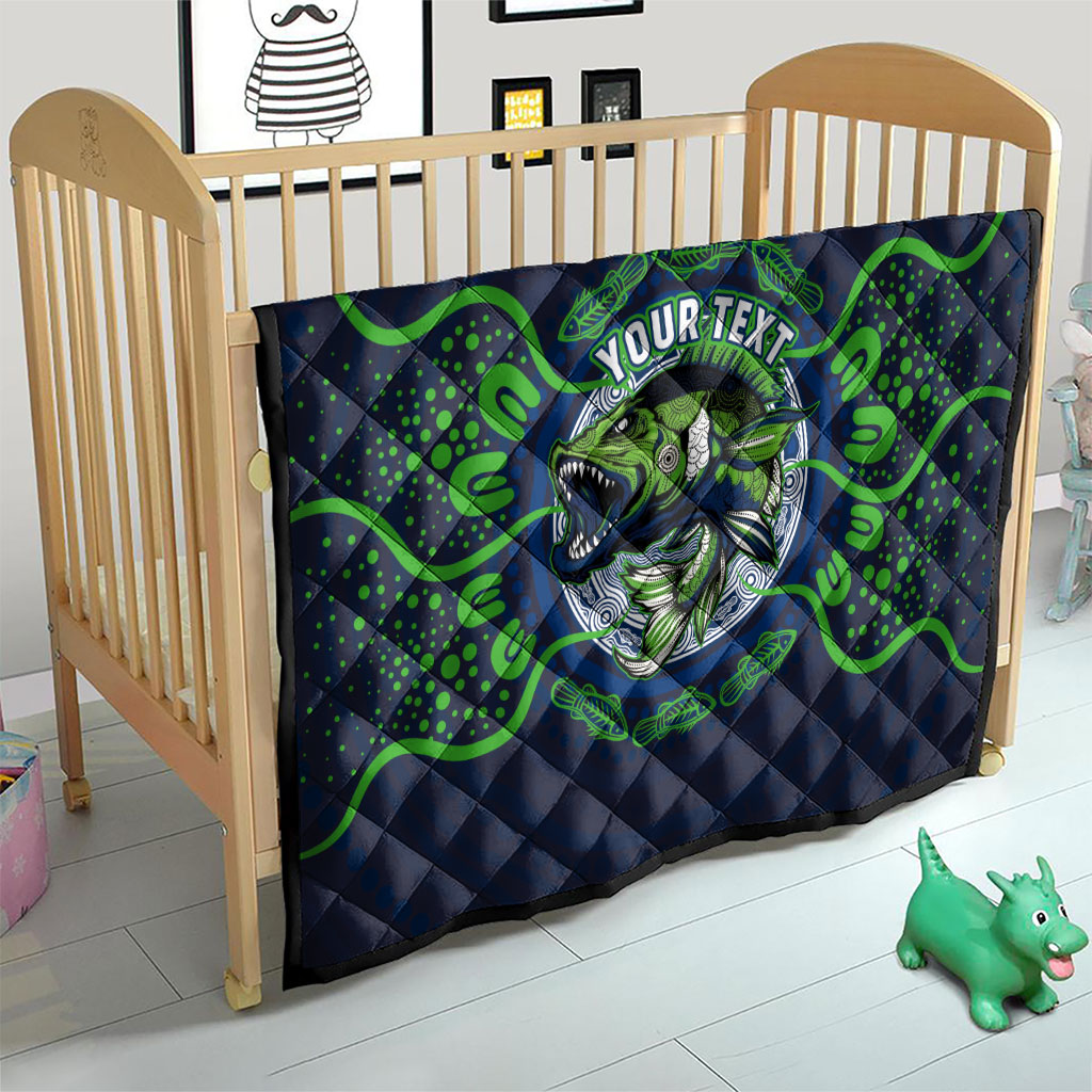Personalised Barramundi Fishing Quilt Aboriginal Dot Art Fierce Fish