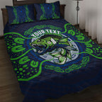 Personalised Barramundi Fishing Quilt Bed Set Aboriginal Dot Art Fierce Fish