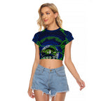 Personalised Barramundi Fishing Raglan Cropped T Shirt Aboriginal Dot Art Fierce Fish