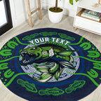 Personalised Barramundi Fishing Round Carpet Aboriginal Dot Art Fierce Fish