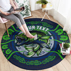 Personalised Barramundi Fishing Round Carpet Aboriginal Dot Art Fierce Fish