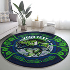 Personalised Barramundi Fishing Round Carpet Aboriginal Dot Art Fierce Fish