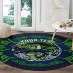Personalised Barramundi Fishing Round Carpet Aboriginal Dot Art Fierce Fish