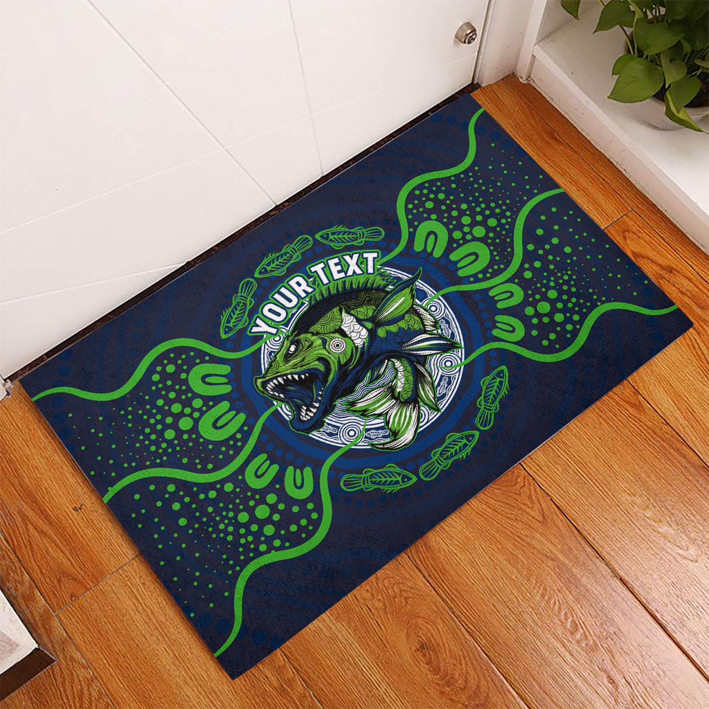 Personalised Barramundi Fishing Rubber Doormat Aboriginal Dot Art Fierce Fish