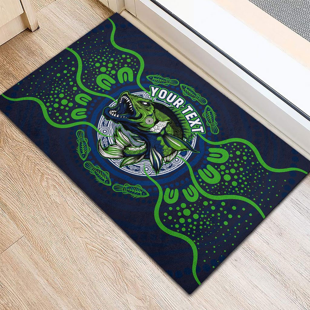 Personalised Barramundi Fishing Rubber Doormat Aboriginal Dot Art Fierce Fish