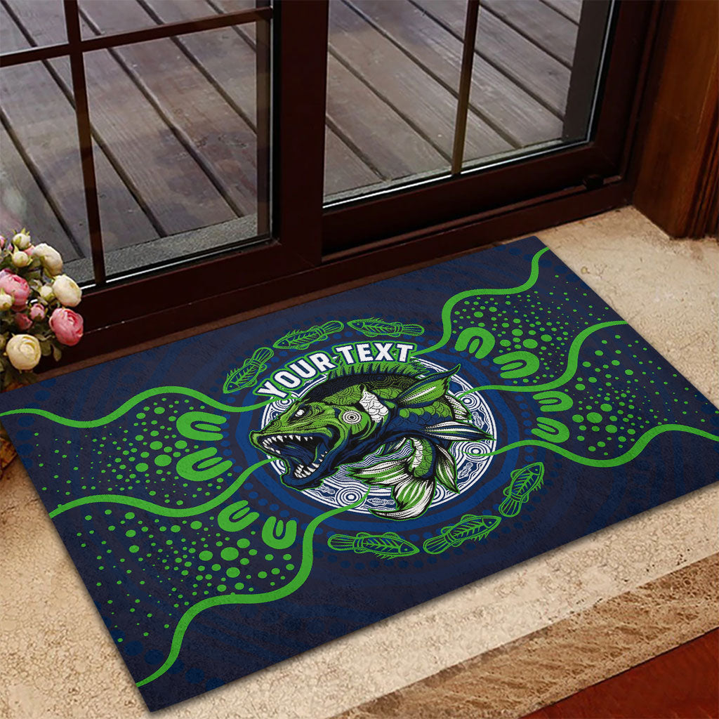 Personalised Barramundi Fishing Rubber Doormat Aboriginal Dot Art Fierce Fish