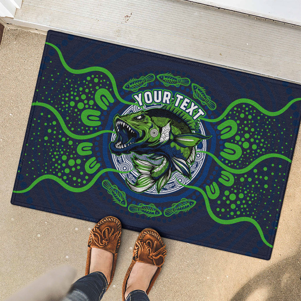 Personalised Barramundi Fishing Rubber Doormat Aboriginal Dot Art Fierce Fish