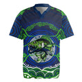 Personalised Barramundi Fishing Rugby Jersey Aboriginal Dot Art Fierce Fish
