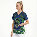 Personalised Barramundi Fishing Scrub Top Aboriginal Dot Art Fierce Fish