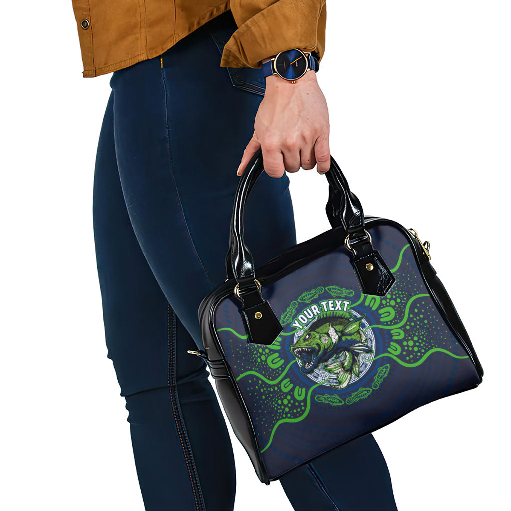 Personalised Barramundi Fishing Shoulder Handbag Aboriginal Dot Art Fierce Fish