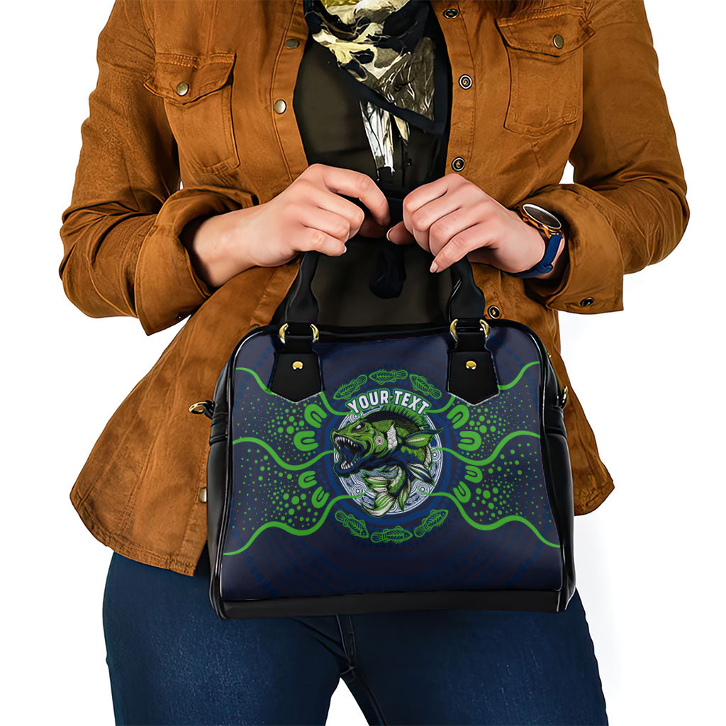 Personalised Barramundi Fishing Shoulder Handbag Aboriginal Dot Art Fierce Fish