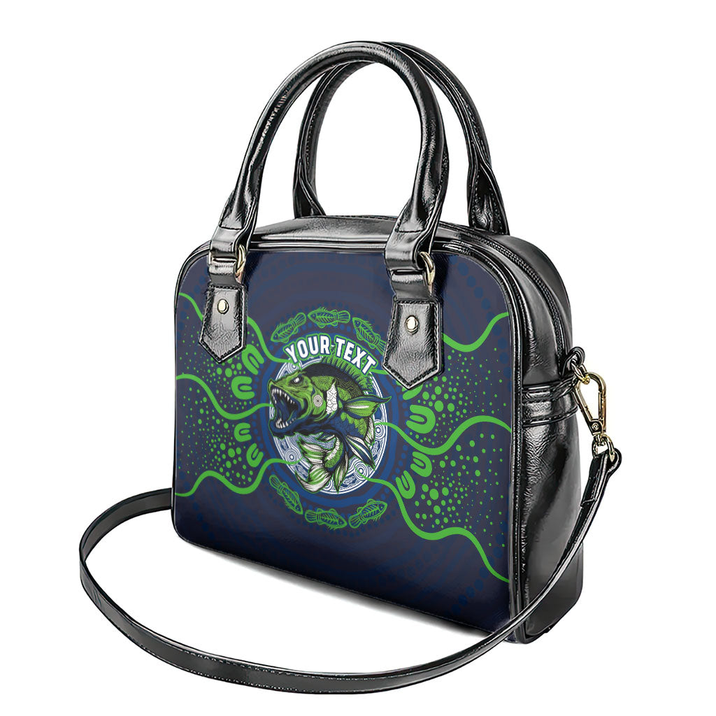 Personalised Barramundi Fishing Shoulder Handbag Aboriginal Dot Art Fierce Fish