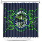 Personalised Barramundi Fishing Shower Curtain Aboriginal Dot Art Fierce Fish