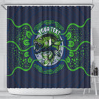 Personalised Barramundi Fishing Shower Curtain Aboriginal Dot Art Fierce Fish