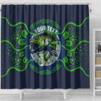 Personalised Barramundi Fishing Shower Curtain Aboriginal Dot Art Fierce Fish