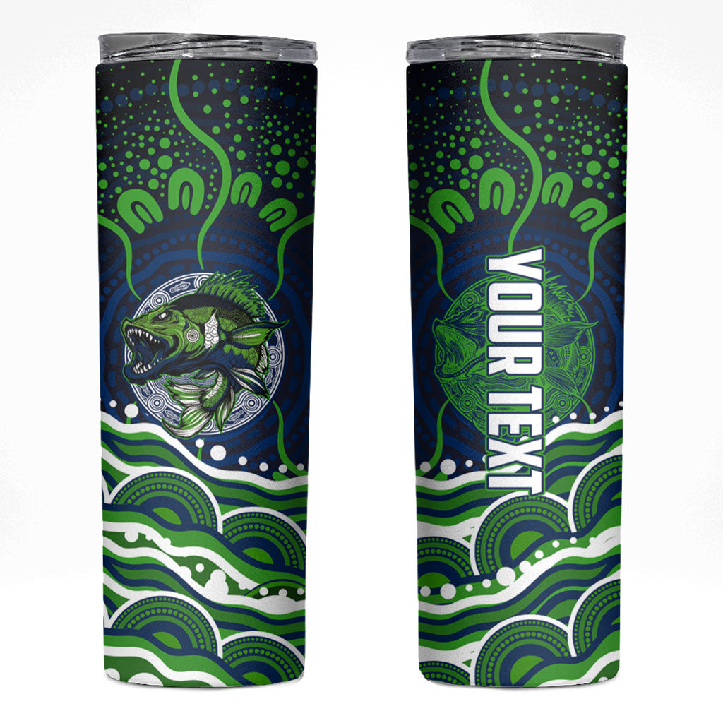 Personalised Barramundi Fishing Skinny Tumbler Aboriginal Dot Art Fierce Fish