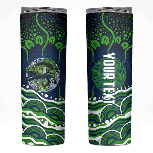 Personalised Barramundi Fishing Skinny Tumbler Aboriginal Dot Art Fierce Fish
