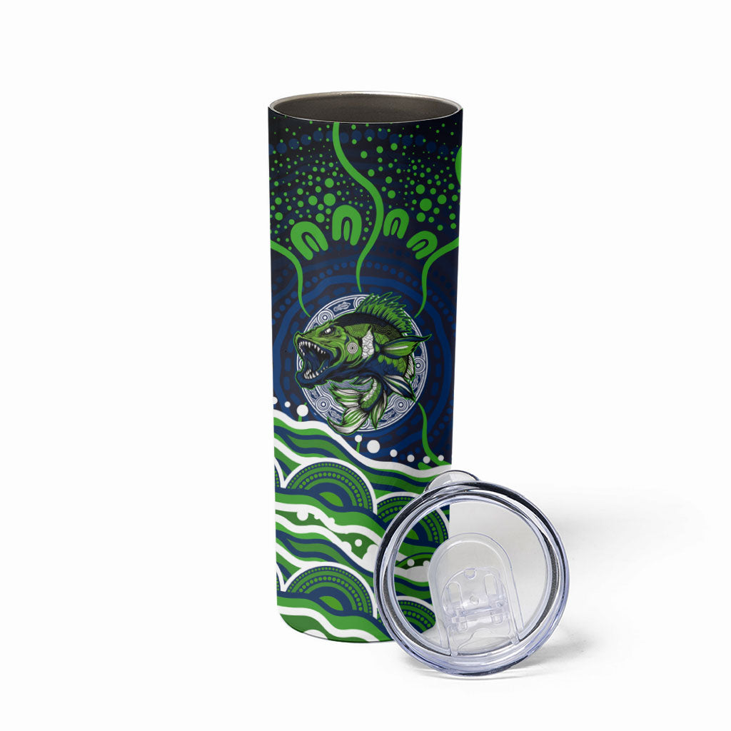Personalised Barramundi Fishing Skinny Tumbler Aboriginal Dot Art Fierce Fish