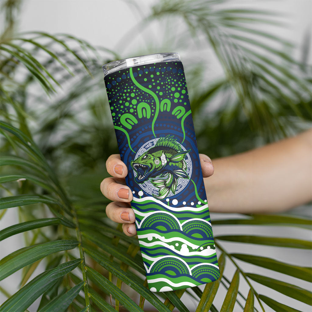 Personalised Barramundi Fishing Skinny Tumbler Aboriginal Dot Art Fierce Fish