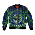 Personalised Barramundi Fishing Sleeve Zip Bomber Jacket Aboriginal Dot Art Fierce Fish