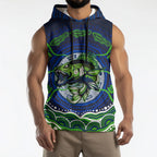 Personalised Barramundi Fishing Sleeveless Hoodie Aboriginal Dot Art Fierce Fish