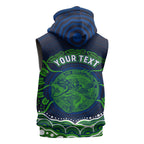 Personalised Barramundi Fishing Sleeveless Zip Hoodie Aboriginal Dot Art Fierce Fish