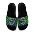 Personalised Barramundi Fishing Slide Sandals Aboriginal Dot Art Fierce Fish