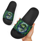 Personalised Barramundi Fishing Slide Sandals Aboriginal Dot Art Fierce Fish